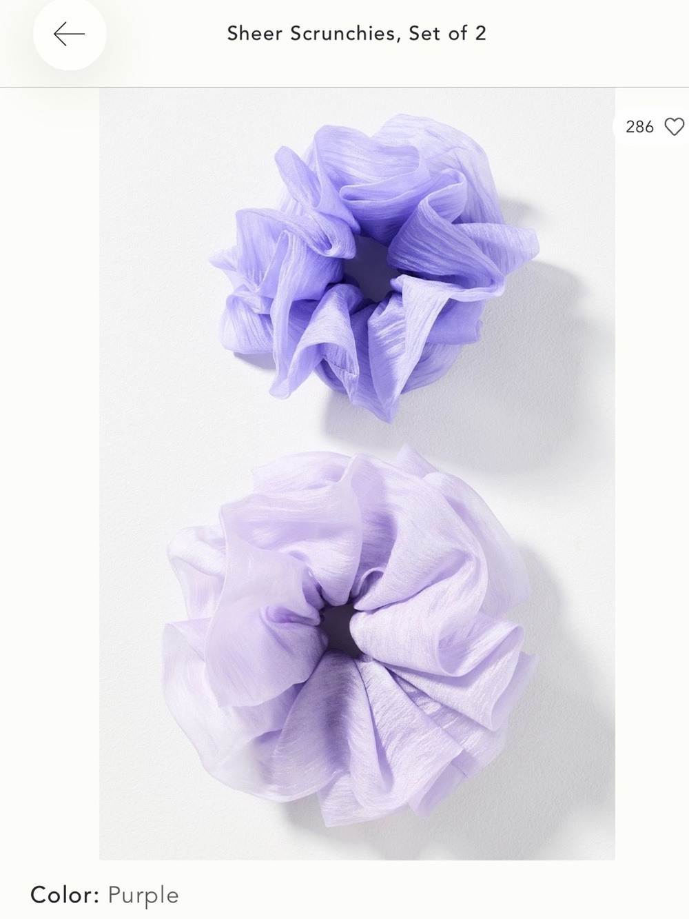 Anthropologie Sheer Scrunchies Set of 2